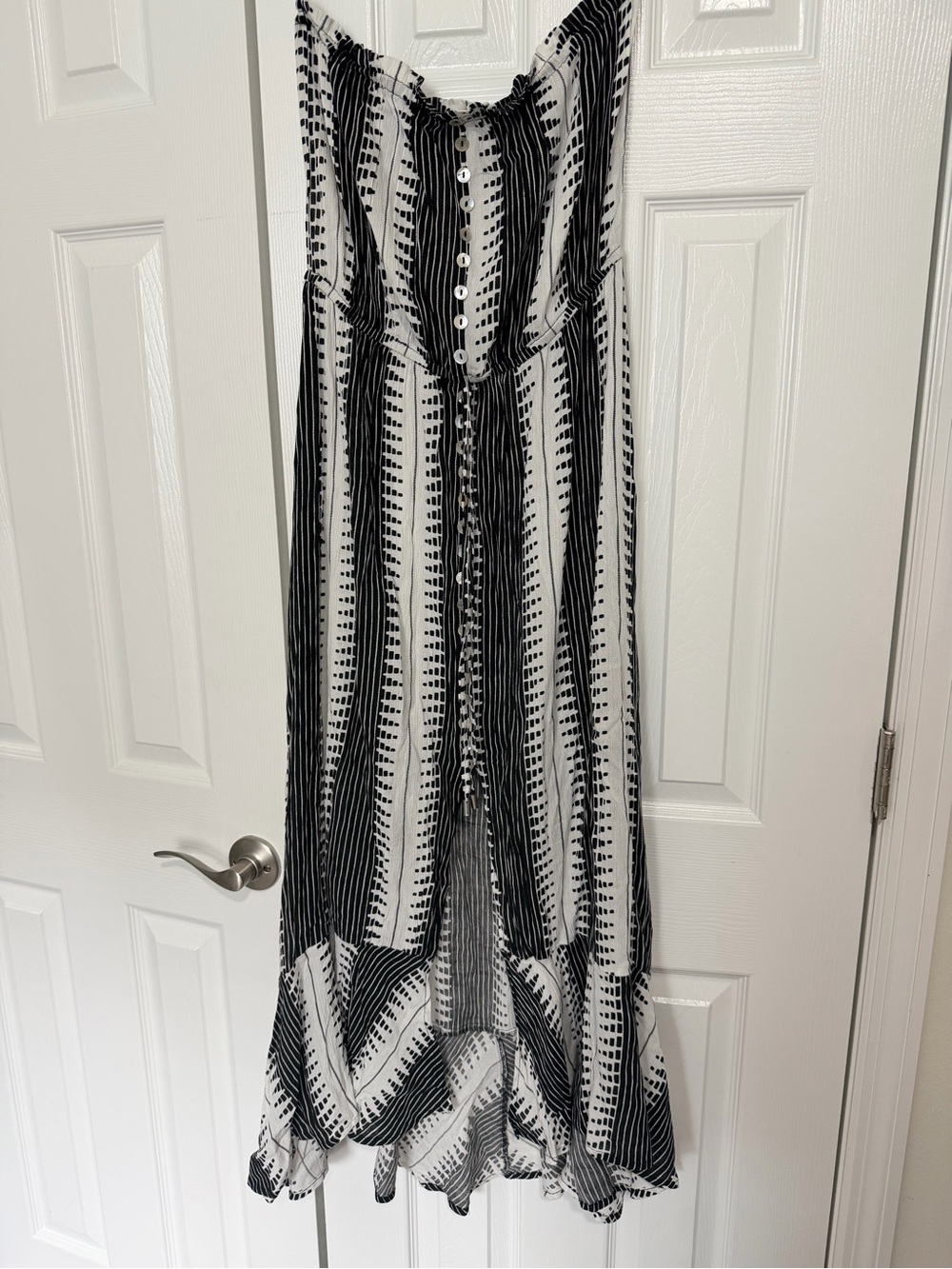 Lascana Black & White Strapless High-Low Maxi Dress